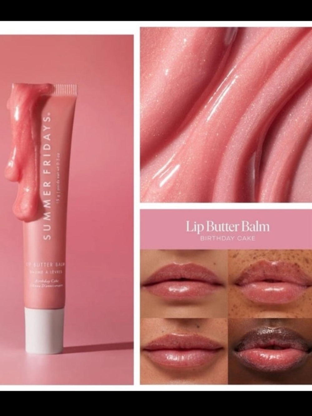 Summer Fridays Lip Butter Balm Birthday Cake Limited Edition Pink Gloss NEW